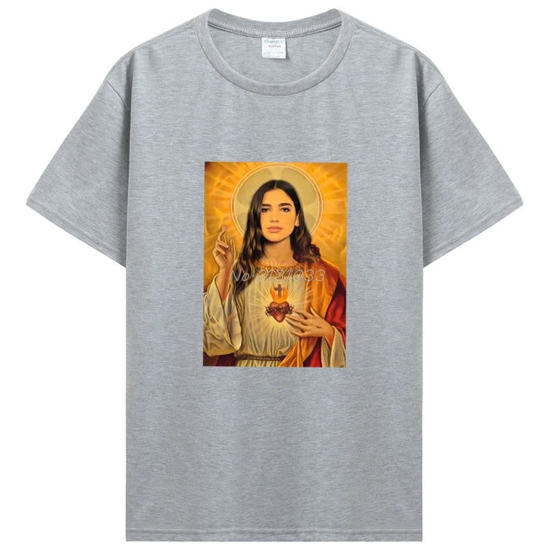 Men Cotton Graphic Tshirt Introver T-Shirt For Dua Lipa Jesus T Shirt Unisex Tops Tees Men's Clothing Streetwear