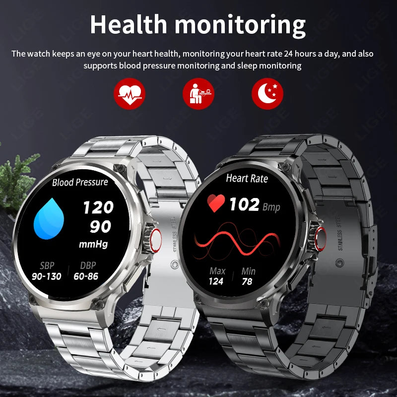 LIGE 710MAH Large Battery Smart Watch Men Outdoor Sports Fitness Bluetooth Call Bracelet Tracker Waterproof 2024 Smartwatch Gift