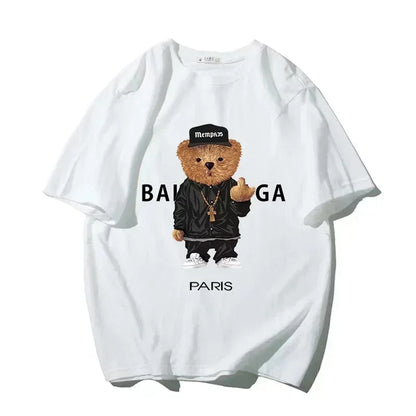 100%Cotton Women's T-Shirt for Women Bear Letter Printing Short Sleeve Summer Top Quality Luxury Brand Tees Female Streetwear