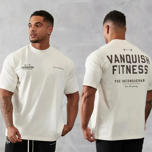 Men's Vintage Oversized T-Shirt Summer New Sports Fitness Cotton Crew Neck Short Sleeve Joggers Gym Running Training T-Shirts