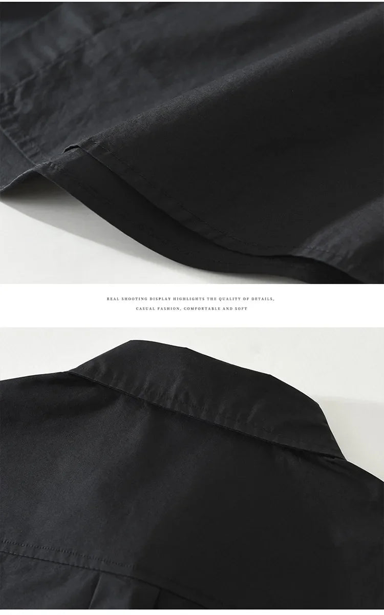 100% Cotton New White Shirt Men Spring Fall Daily Casual Long Sleeve Shirt Man Patchwork Design Shirt Streetwear Fashion Shirts