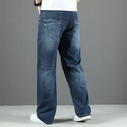 100% Cotton Men's Summer Thin Jeans Classic Straight Baggy Denim Pants Brand Comfortable Casual Trousers Plus Size 42 44 46 48
