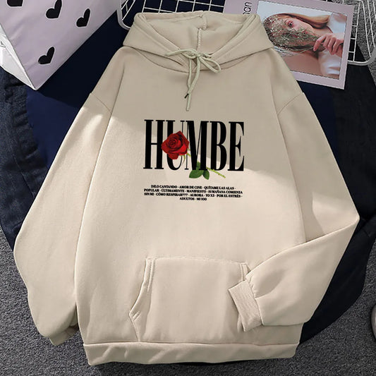 Rose Humbe Printing Hoodies Casual Winter Long Sleeve Sweatshirt for Winter/Fall Streetwear Hip Hop Unisex Soft Pullovers Hoodie