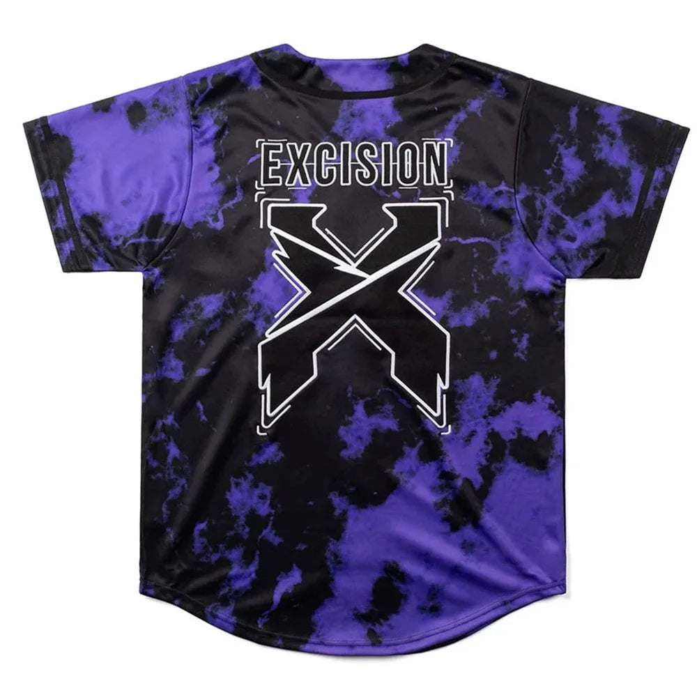 Excision  HEADBANGER purple Baseball Jersey Harajuku Thin button Baseball Uniform Men/Women Baseball Jersey