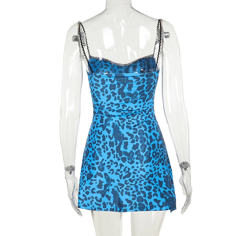 European And American Style Personalized Leopard Print Camisole Dress New Slim Fit Short Skirt ForSummer