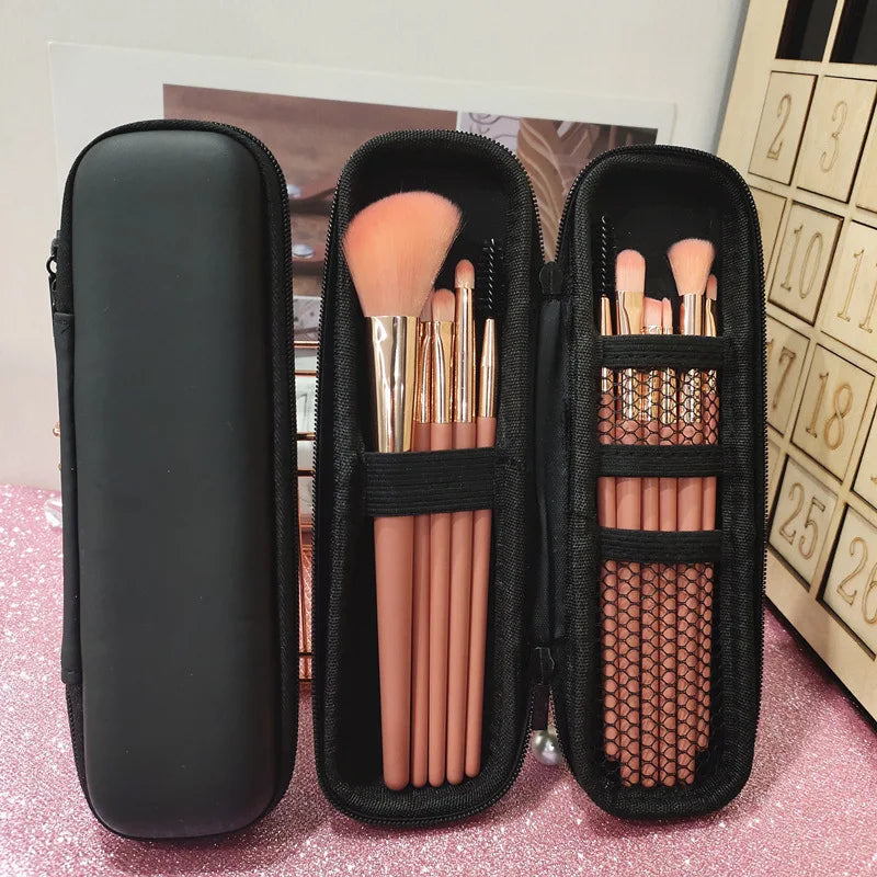 1pc Black Cosmetic Bag Waterproof Double Zipper Makeup Brushes Case Women Storage Bags Portable Travel Brush Holder Makeup Case