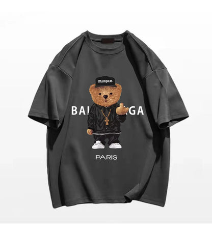 100%Cotton Women's T-Shirt for Women Bear Letter Printing Short Sleeve Summer Top Quality Luxury Brand Tees Female Streetwear