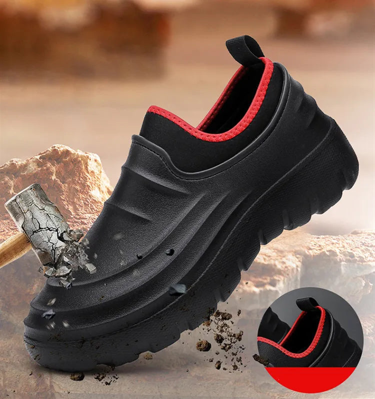 STRONGSHEN Men Kitchen Clogs Chef Shoes Waterproof Rain Boots Outdoor Comfortable Flat Oil-proof Non-Slip Work Fishing Shoes