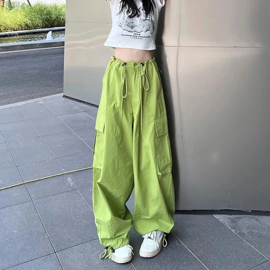 Y2K Cargo Pants Women Oversized Wide Leg Sweatpants Streetwear High Waist Baggy Joggers Harajuku Hip Hop Casual Sports Trousers