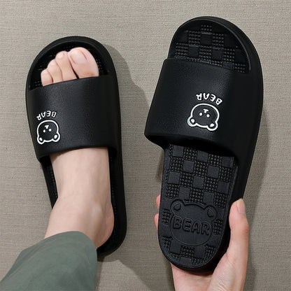 ZHIDA Fashion Women's Slippers Indoor Bathroom Soft Sole EVA Men Cartoon Bear Print Slides Summer Outdoor Couple Cool Shoes