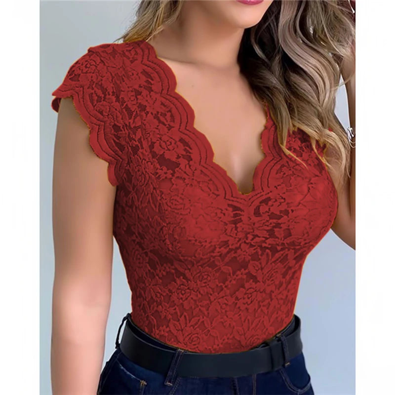 Women Tops Summer Sexy Lace Crochet Cardigan Casual Solid Color Trend Lace Hollow Out Top For Ladies