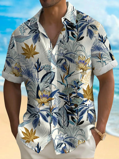 2024 Beach Hawaiian Casual Men's Shirt Outdoor Street Casual Daily Fall Turndown Short Sleeve Fashion Buttoned Shirt for Boys