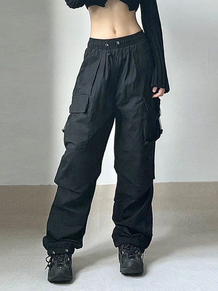 Harajuku Oversized Cargo Parachute Pants Women Streetwear Vintage Y2k Hip Hop Wide Leg Joggers Baggy Sweatpants