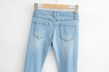 2022 Spring Autumn Sexy Low Waist Floor Length Burr Cuff Flare Jeans Women Vintage Stretch Denim Pants Streetwear Long Trousers