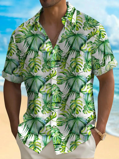 2024 Beach Hawaiian Casual Men's Shirt Outdoor Street Casual Daily Fall Turndown Short Sleeve Fashion Buttoned Shirt for Boys