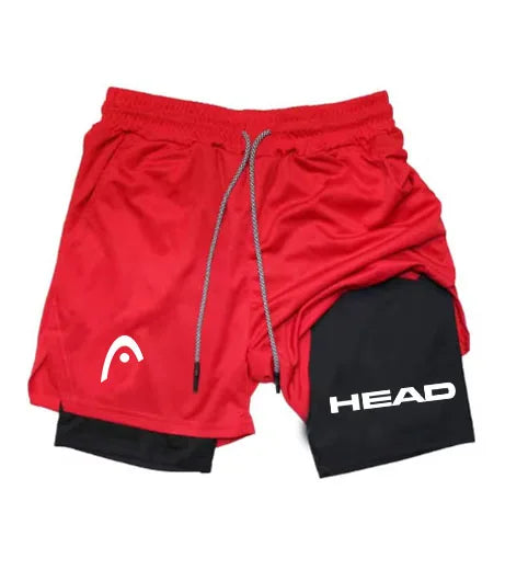 2 in 1 Compression Shorts for Head Men Gym Workout Running Shorts with Phone Pockets Athletic Quick Dry Activewear