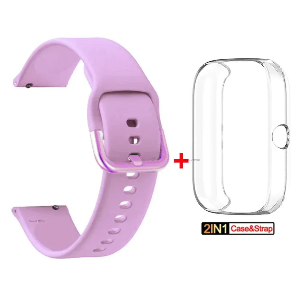 Silicone Strap + TPU Case for Amazfit Bip 3 Pro Smart watch Strap Bracelet for Huami Amazfit Bip 3 Wristband Accessories Band