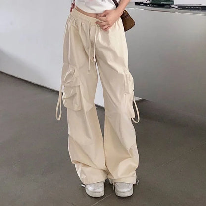 Y2k Cargo Pants Women Streetwear Casual Wide Leg Pants Harajuku Vintage Solid Baggy Straight Trousers Ladies Oversize Sweatpants
