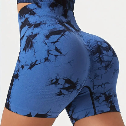 Women's Tie-Dye Yoga Shorts Leggings For High Waist Seamless Cycling Jogging Fitness Push Up Sports Gym Shorts Pants