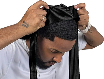 2/3PCS/LOT Men Women Long Tail Head Scarf Headwrap Bonnet Night Hat Silk Durag Pirate Hat Unisex Sleeping Bandana Turban Hijab