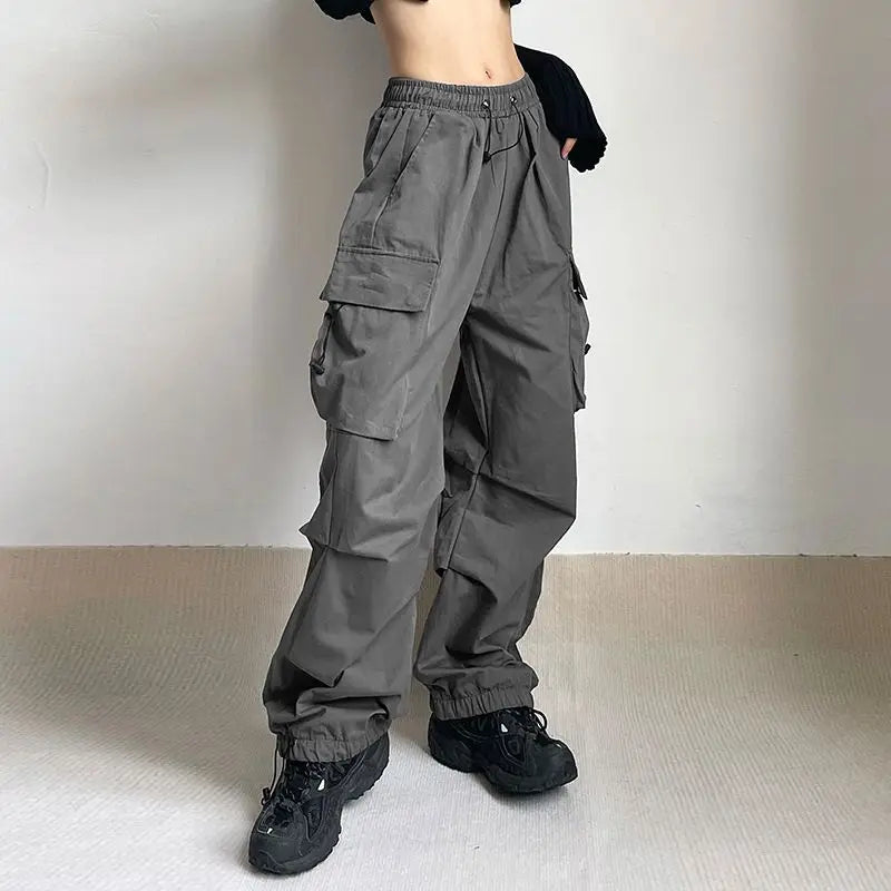 Harajuku Oversized Cargo Parachute Pants Women Streetwear Vintage Y2k Hip Hop Wide Leg Joggers Baggy Sweatpants