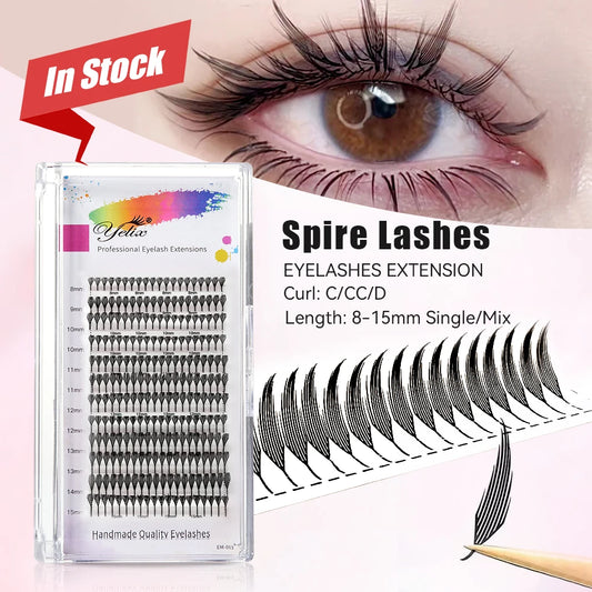 Yelix Spire Eyelashes Extension Feather Shape Individual Lashes Brazilian Volume Soft Lashes Customized Eyelashes Private Label