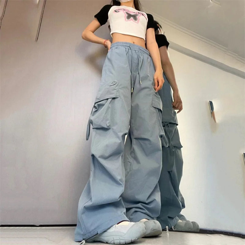 Cargo Pants High Waist Women Streetwear Hip Hop Y2K Trousers Loose Casual American Style 90S Pockets Fashion Female Pants