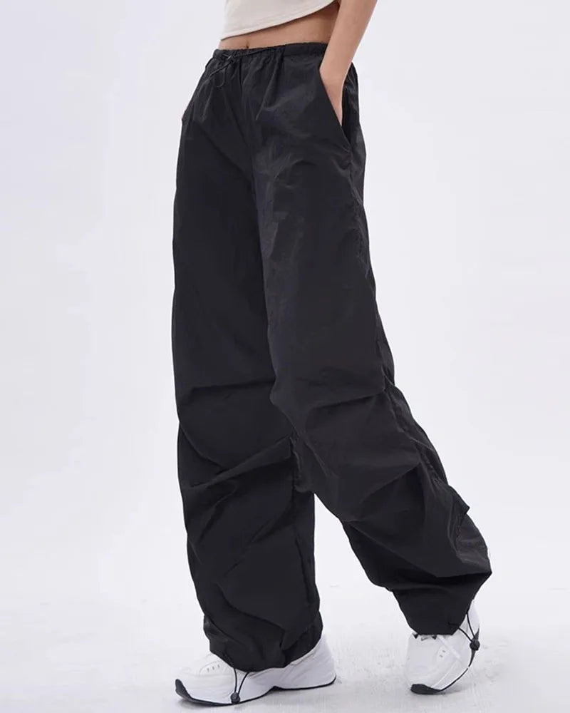 Xpqbb Y2K Parachute Pants Women Harajuku Streetwear Wide Leg Baggy Sweatpants Female Vintage Hip Hop Joggers Cargo Trousers