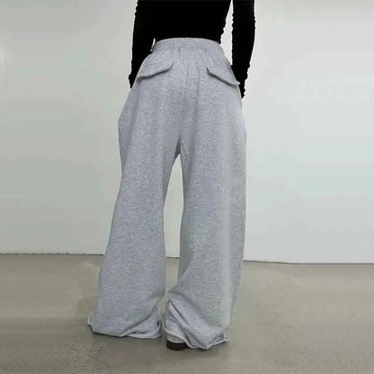 100% Cotton Loose Wide Leg Pants Women Fall Fashion Japanese High Waist Drawstring Casual Sweatpants Y2K Hip Hop Streetwear New