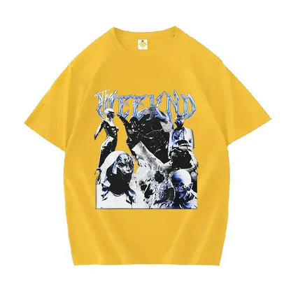 2024 New Singer The Weeknd Retro Graphic Shirt Women Hip-hop Gothic Short-sleeved T-shirt Women's 100% Cotton Oversized T-shirt