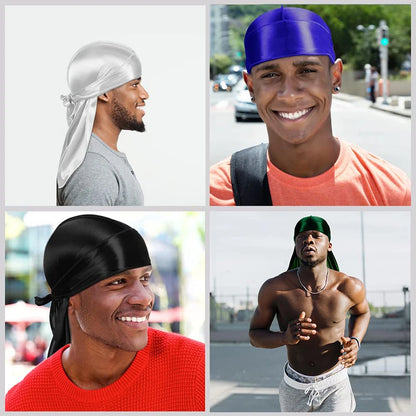 2/3PCS/LOT Men Women Long Tail Head Scarf Headwrap Bonnet Night Hat Silk Durag Pirate Hat Unisex Sleeping Bandana Turban Hijab