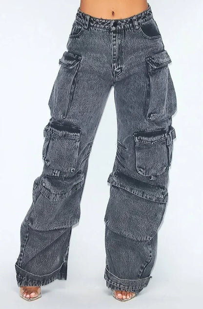 2023 American style retro street camouflage overalls women's hip-hop fried street wide-leg casual pants high street ins tide Y2K