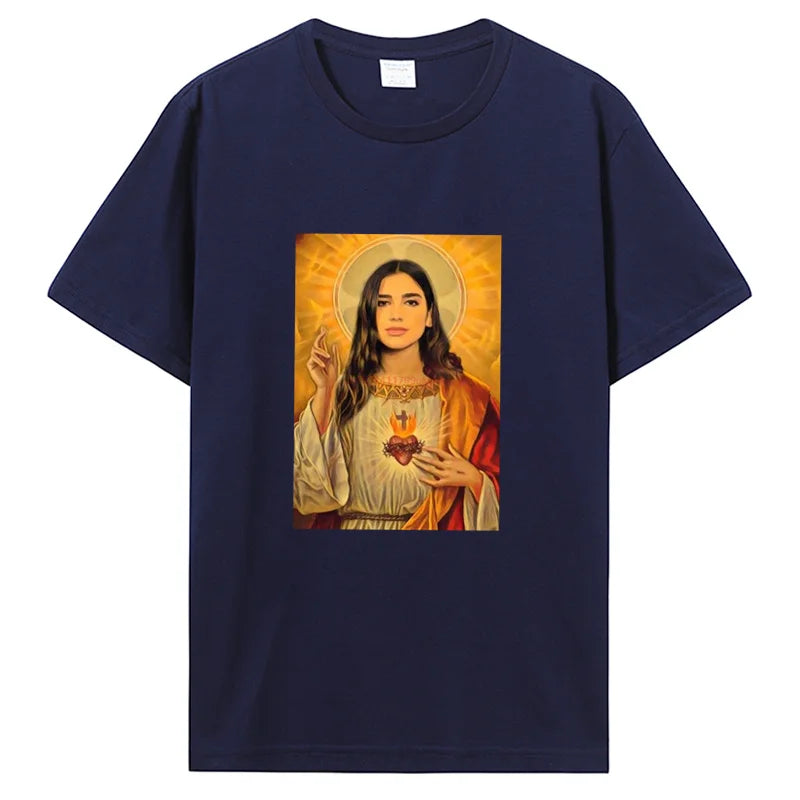 Men Cotton Graphic Tshirt Introver T-Shirt For Dua Lipa Jesus T Shirt Unisex Tops Tees Men's Clothing Streetwear