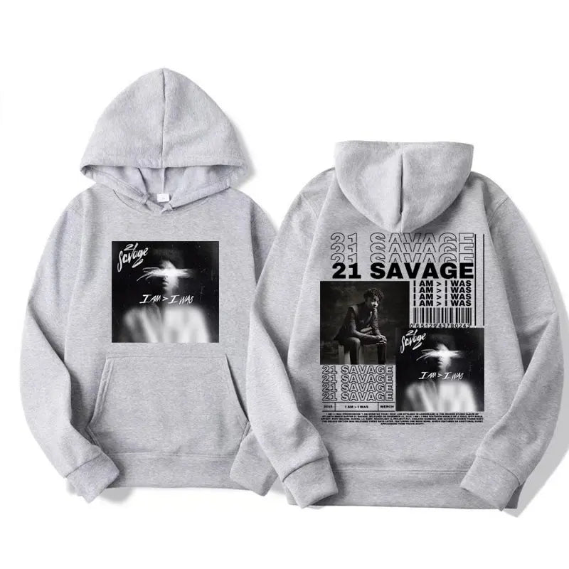 Rapper 21 Savage I Am I Was Album Cover Hoodies Men's Women Hip Hop Vintage Style Hoodie Fashion Oversized Sweatshirt Streetwear