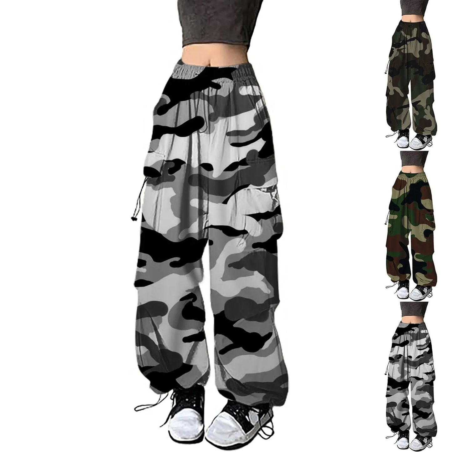 Women Cargo Pants Womens Baggy Cargo Camo Print Pants Streetwear Hip Hop Womens Work Clothes Business Casual Pants Petite