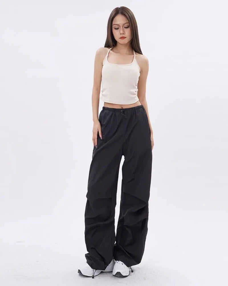 Xpqbb Y2K Parachute Pants Women Harajuku Streetwear Wide Leg Baggy Sweatpants Female Vintage Hip Hop Joggers Cargo Trousers