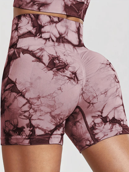 Women's Tie-Dye Yoga Shorts Leggings For High Waist Seamless Cycling Jogging Fitness Push Up Sports Gym Shorts Pants