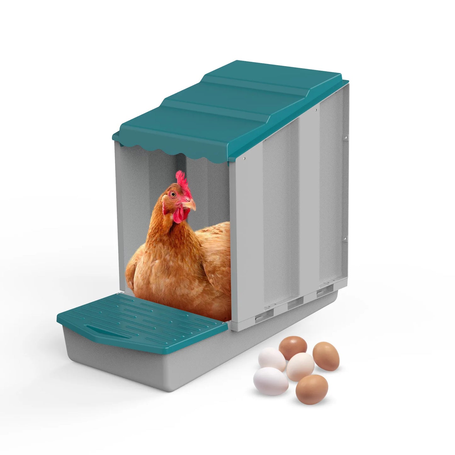 1/2/3/4 Compartment Roll Out Nesting Box for Chickens Hens | Heavy Duty Chicken Coop Nesting Box with Lid Cover to Protect Eggs