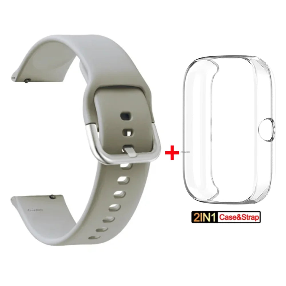 Silicone Strap + TPU Case for Amazfit Bip 3 Pro Smart watch Strap Bracelet for Huami Amazfit Bip 3 Wristband Accessories Band