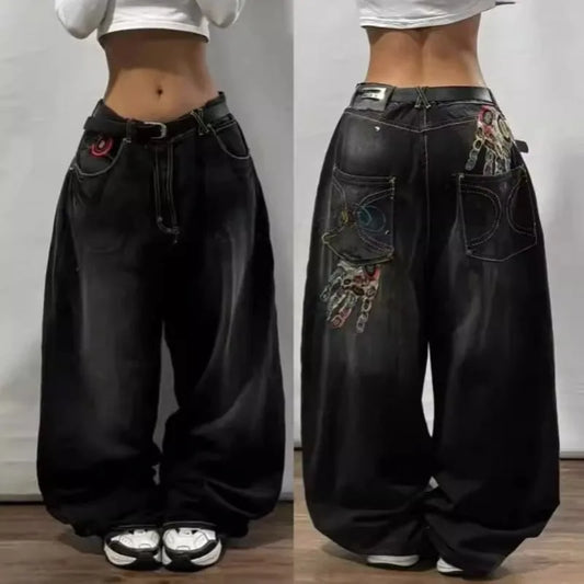 SIRI American Retro Washed High Street Wide-leg Casual Jeans Women 2024 Spring and Autumn New Mid-waist Drape Jeans and Trousers