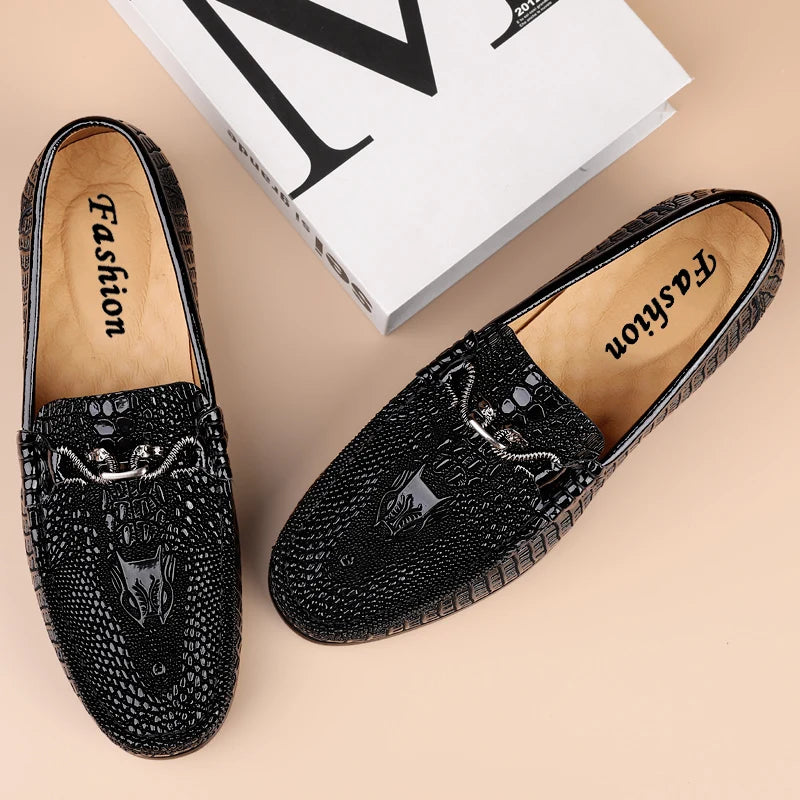 Trendy Brand Men's Genuine Leather Shoes Luxurious Banquet Dress Shoes Men's Low Top Loafers Casual Walking Shoes Big Size：36-47