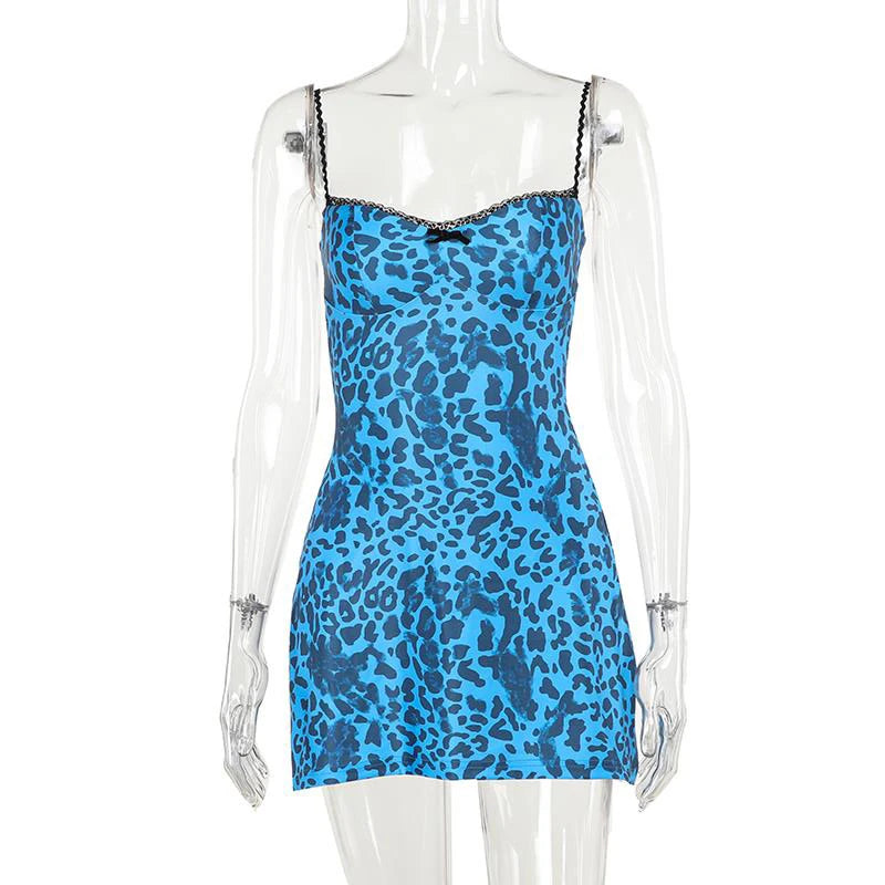 European And American Style Personalized Leopard Print Camisole Dress New Slim Fit Short Skirt ForSummer