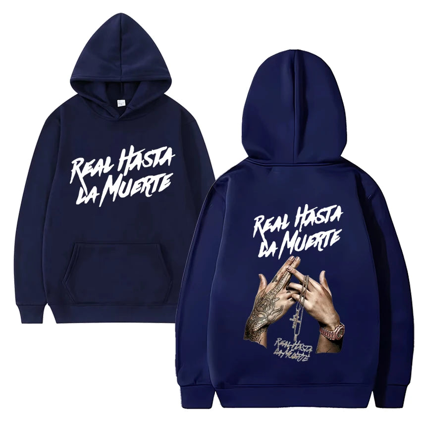 Hot sale Anuel Aa Real Hasta La Muerte Album print Hoodie Men Women vintage Casual Sweatshirt Unisex Fleece Long sleeve pullover