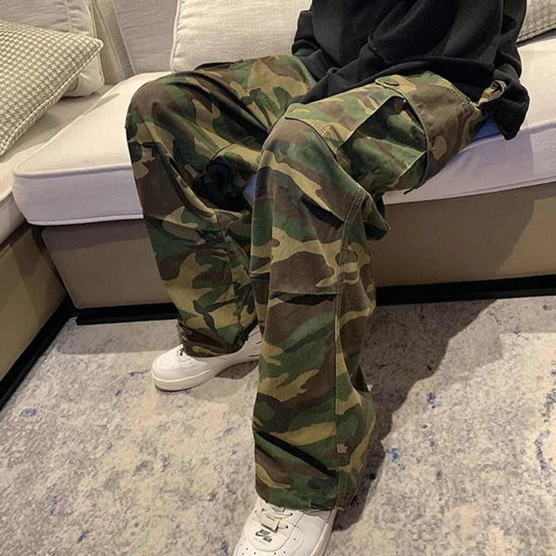 Y2K High Waist Camouflage Cargo Pants Women Fashion Bf Hip Hop Streetwear Loose Wide Leg Trousers Vintage Casual Jogging Pants