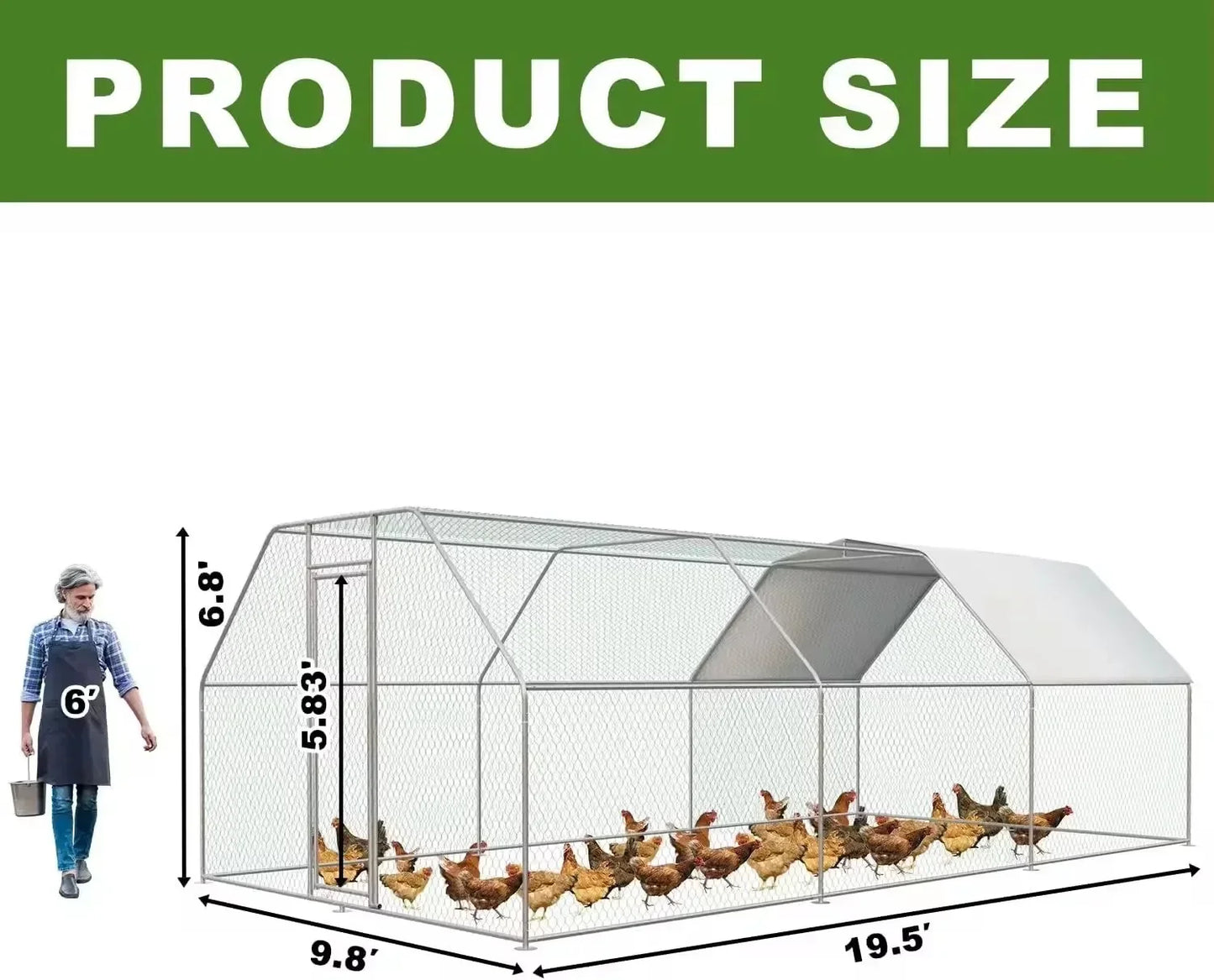 Egg Laying Large Stainless Steel Chicken Coop 8-10 Chickens Poultry Quail Rabbit Duck Cage