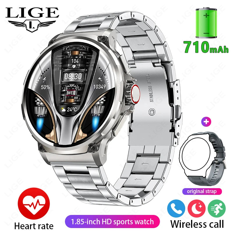 LIGE 710MAH Large Battery Smart Watch Men Outdoor Sports Fitness Bluetooth Call Bracelet Tracker Waterproof 2024 Smartwatch Gift