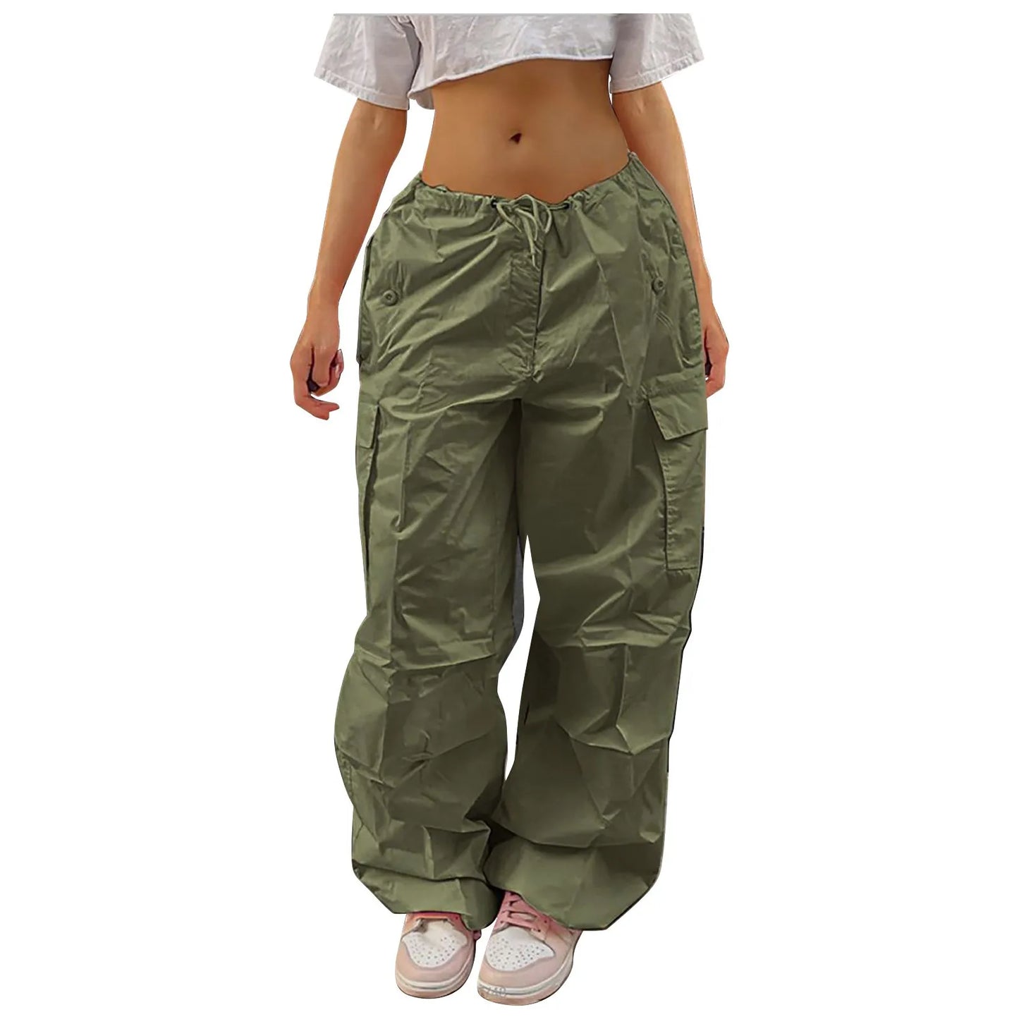 Y2K Women's Straight Cargo Pants With Pockets Loose Wide Leg Pants Hip Hop Sweatpants Casual Trousers Streetwear Pantalones