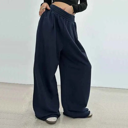 100% Cotton Loose Wide Leg Pants Women Fall Fashion Japanese High Waist Drawstring Casual Sweatpants Y2K Hip Hop Streetwear New