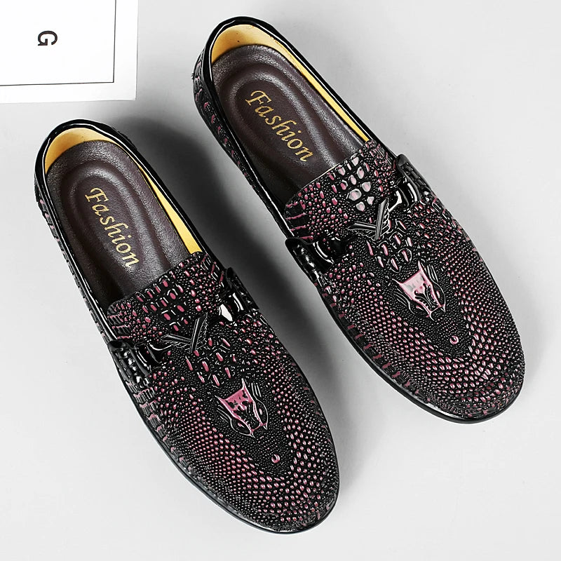 Trendy Brand Men's Genuine Leather Shoes Luxurious Banquet Dress Shoes Men's Low Top Loafers Casual Walking Shoes Big Size：36-47