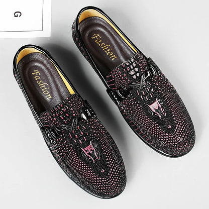 Trendy Brand Men's Genuine Leather Shoes Luxurious Banquet Dress Shoes Men's Low Top Loafers Casual Walking Shoes Big Size：36-47